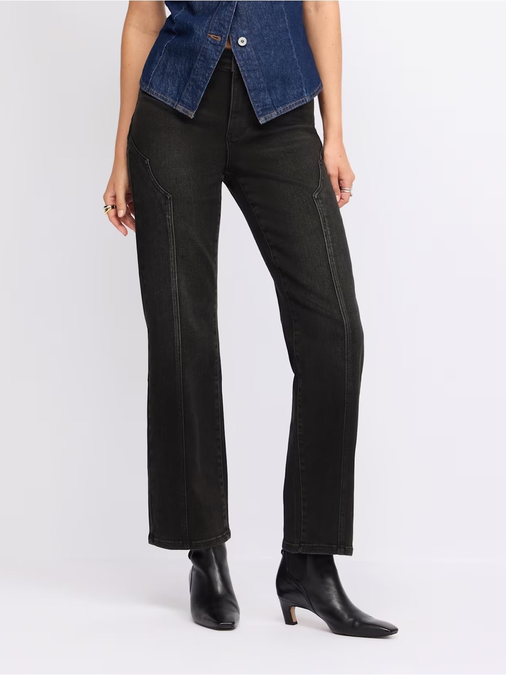 Judy Blue Western Mid-Rise Straight Leg Jeans in Black Wash